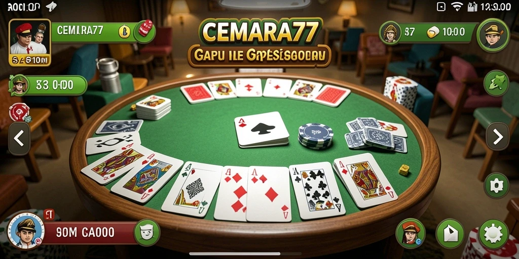 Screenshot CEMARA77 menampilkan aksi seru permainan Gaple.