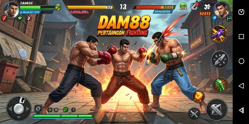Tampilan dinamis dalam gameplay Fighting DAM88 yang memukau.