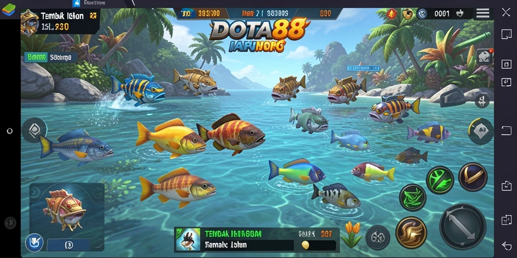 Screenshot DOTA88 menampilkan aksi seru menembak ikan.