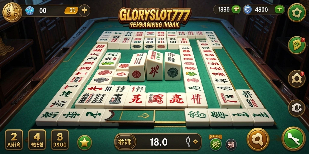 Tampilan dinamis gameplay Mahjong dalam GLORYSLOT777.