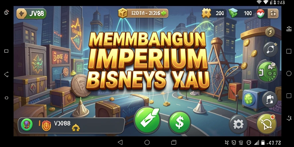 Tampilan gameplay JV88 yang menampilkan pengelolaan bisnis secara mendalam.
