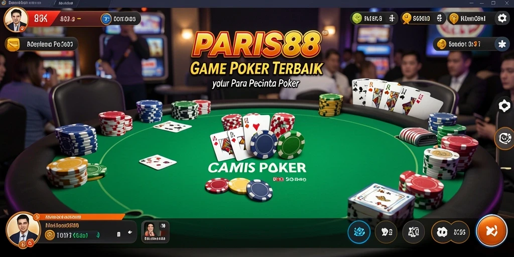 Tampilan gameplay Poker yang seru dan mendebarkan di PARIS88.