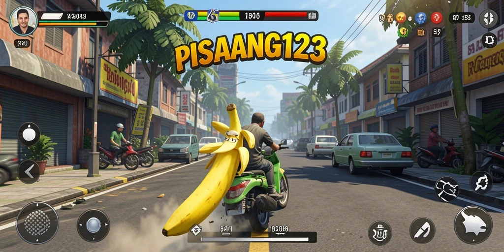 Tampilan gameplay PISANG123 yang intens dan seru saat balapan.