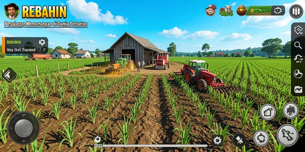 Tampilan gameplay seru dan interaktif di dunia pertanian