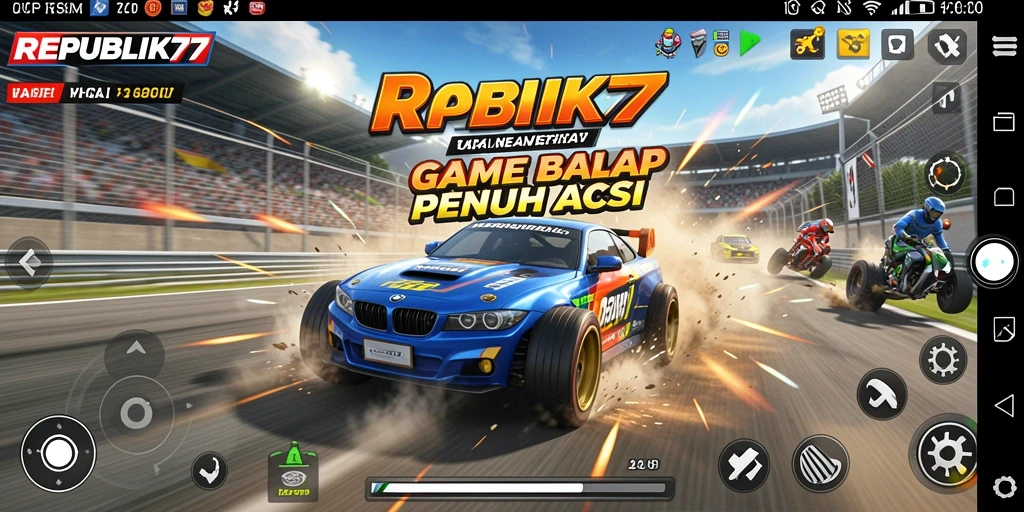 Screenshot gameplay <strong>REPUBLIK77</strong> menampilkan aksi balap yang mendebarkan.