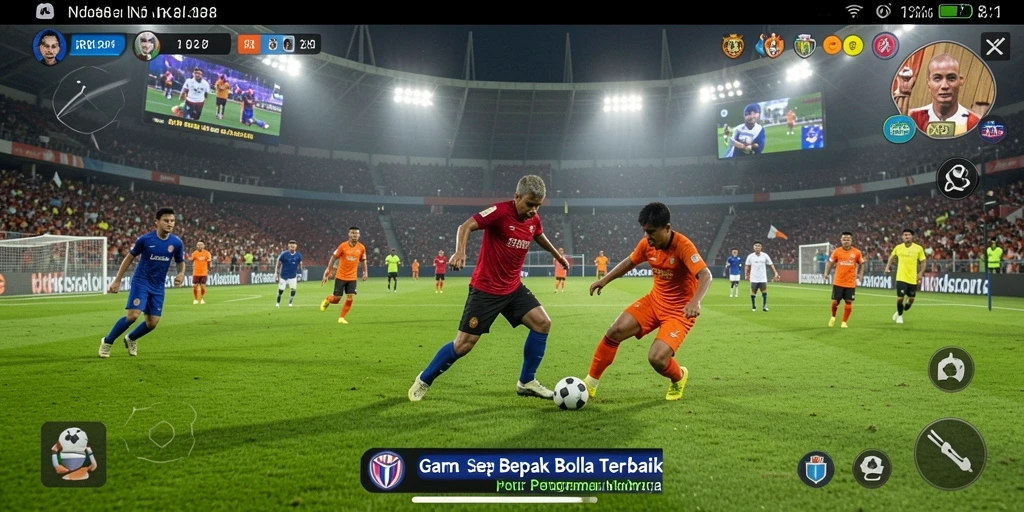 Screenshot gameplay RK88 menampilkan aksi seru dari pertandingan sepak bola.