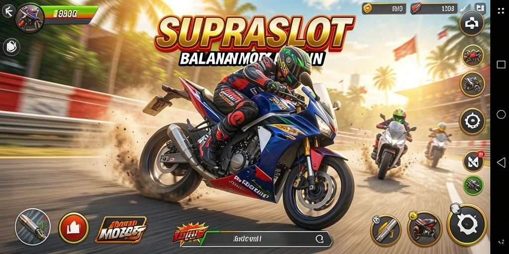 Tampilan mendebarkan saat balapan motor di SUPRASLOT.