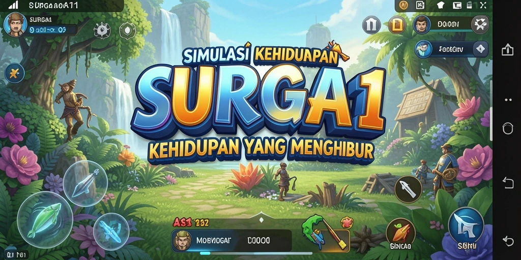 Screenshot gameplay SURGA11 yang menunjukkan interaksi karakter dan desain rumah.